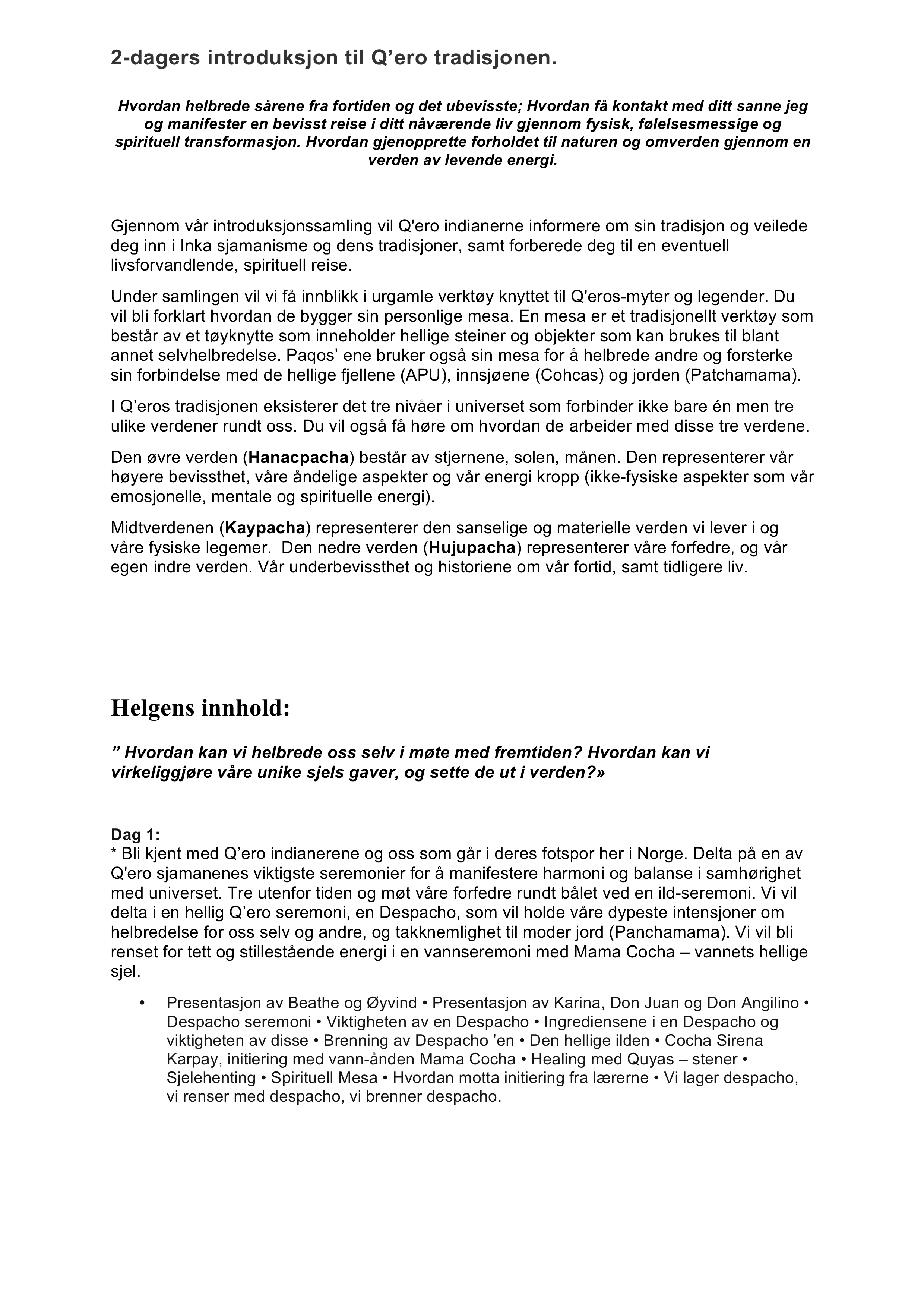 Q'ero i Kirkenes 19.-20. mai 2018 side 03 Side 3